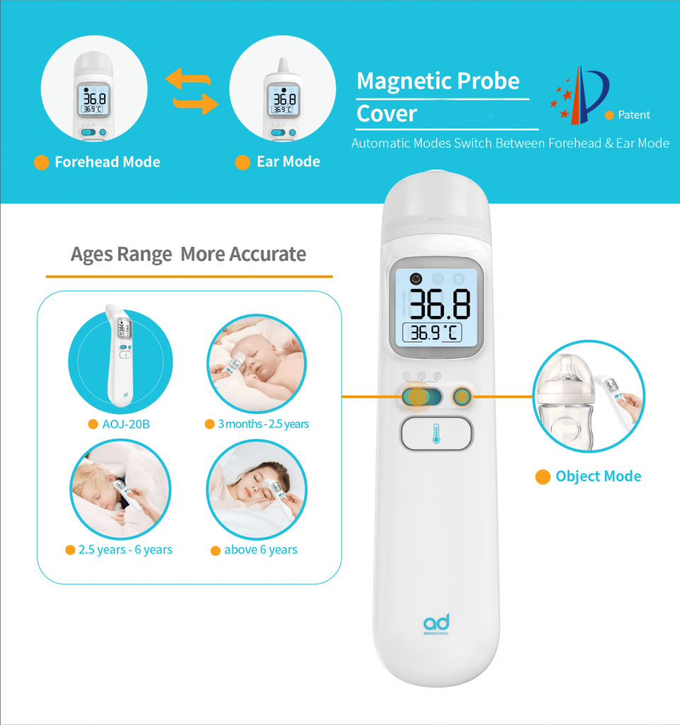 2019 upgraded new child dual mode Infrared Thermometer for Ear and Forehead temperature special for baby 
