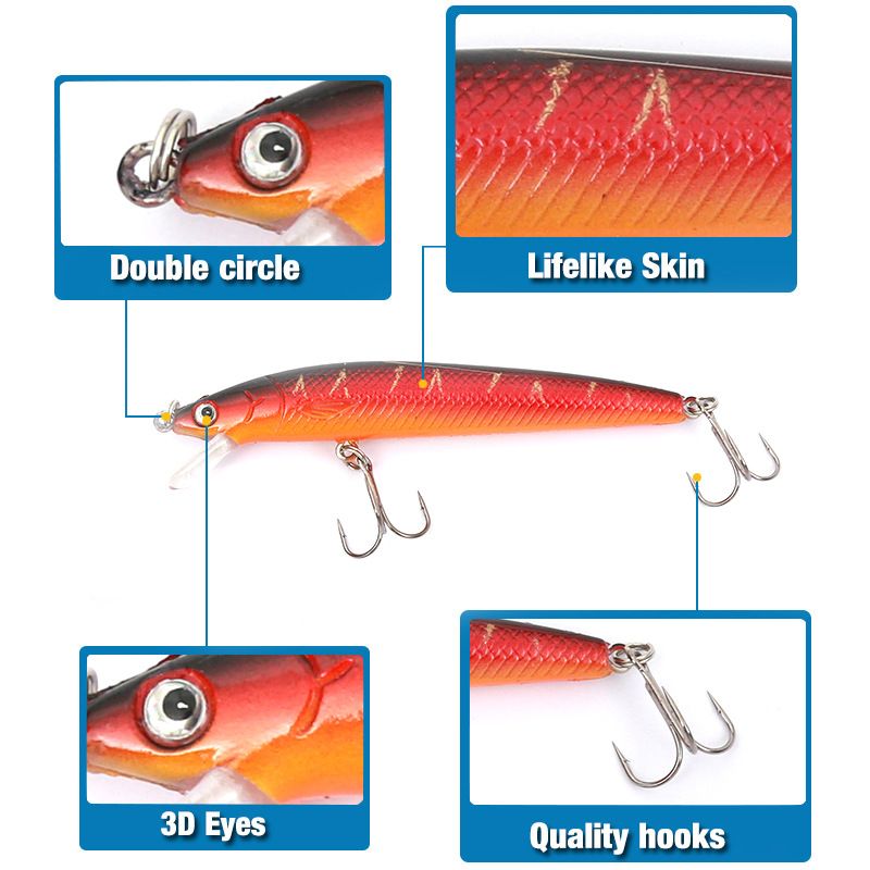 Wobblers Fishing Tackle 3D Eyes Minnow Fishing Lure Swim Crank Bait fishing tackle 