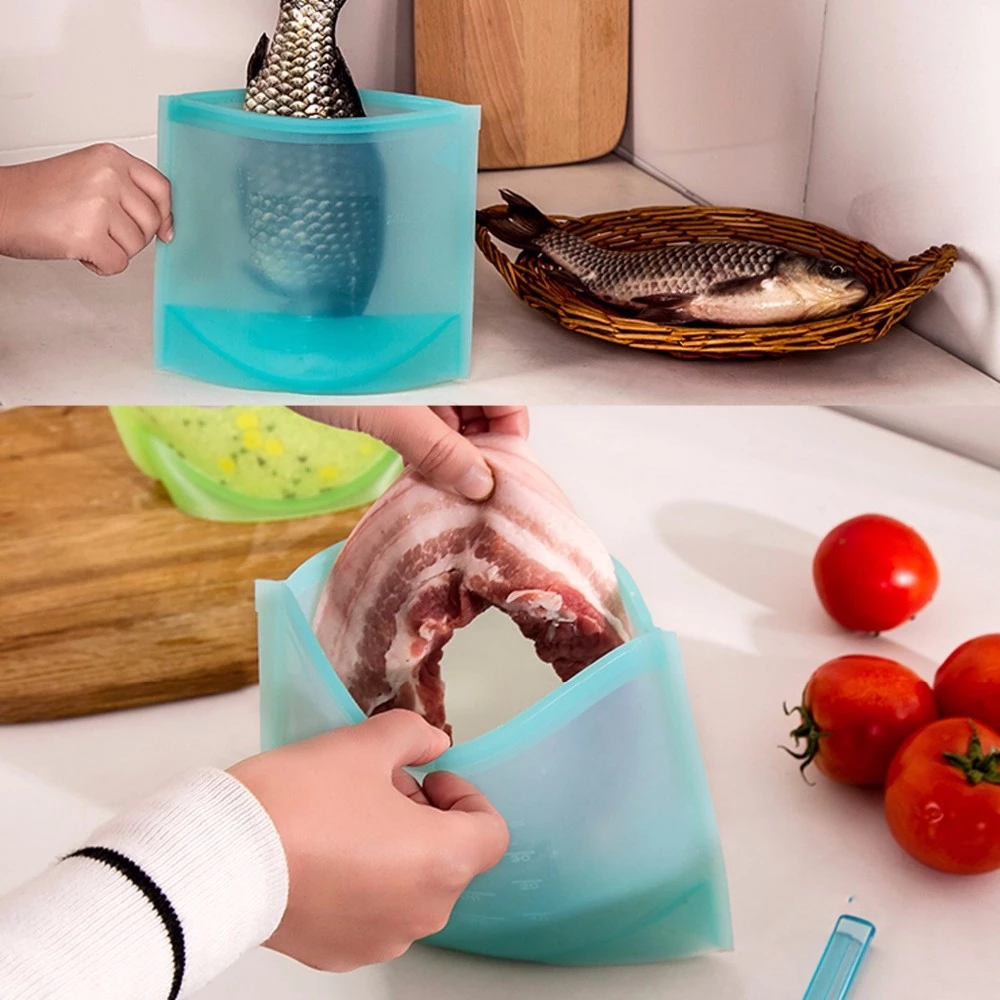 FDA Grade Reusable Ziplock For Preservation Fresh Silicone Food Storage Bag