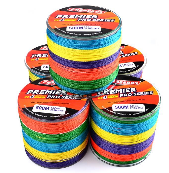 500m  4x Braided Fishing Line multicolor Braid Super Strong PE Line