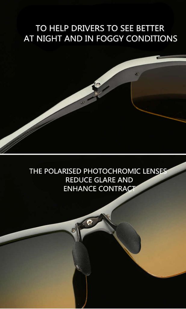 Night Vision Glasses, the polarised photochromic lenses to help drivers to see better at night and in foggy conditions.