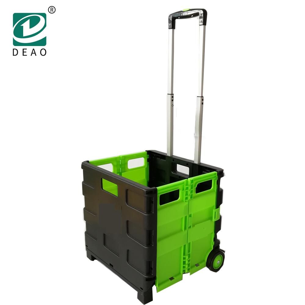 Plastic Moving Shopping Utility Foldable Cart Trolley on Wheels