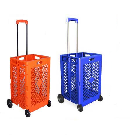 Made in china foldable plastic mesh style four wheels supermarket shopping trolleys