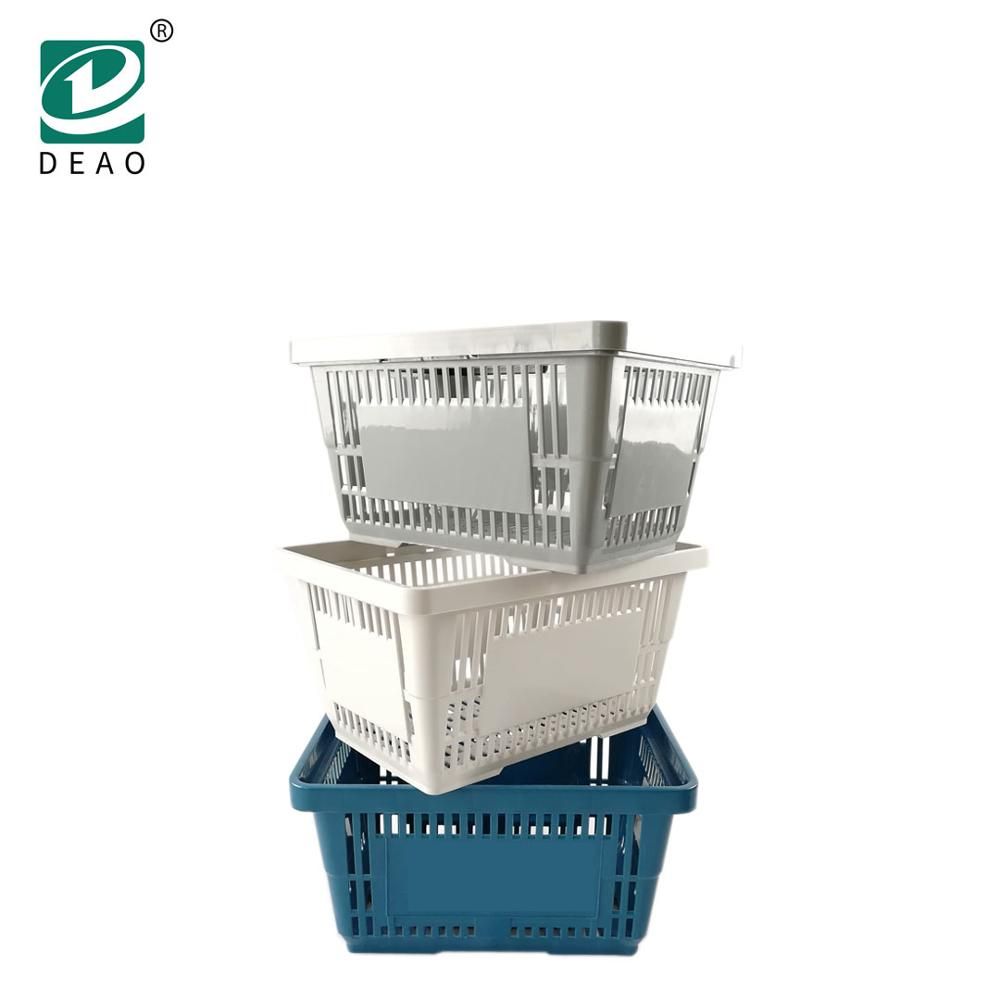 Unfoldable Double Handle Plastic Supermarket Shopping Basket Wholesale