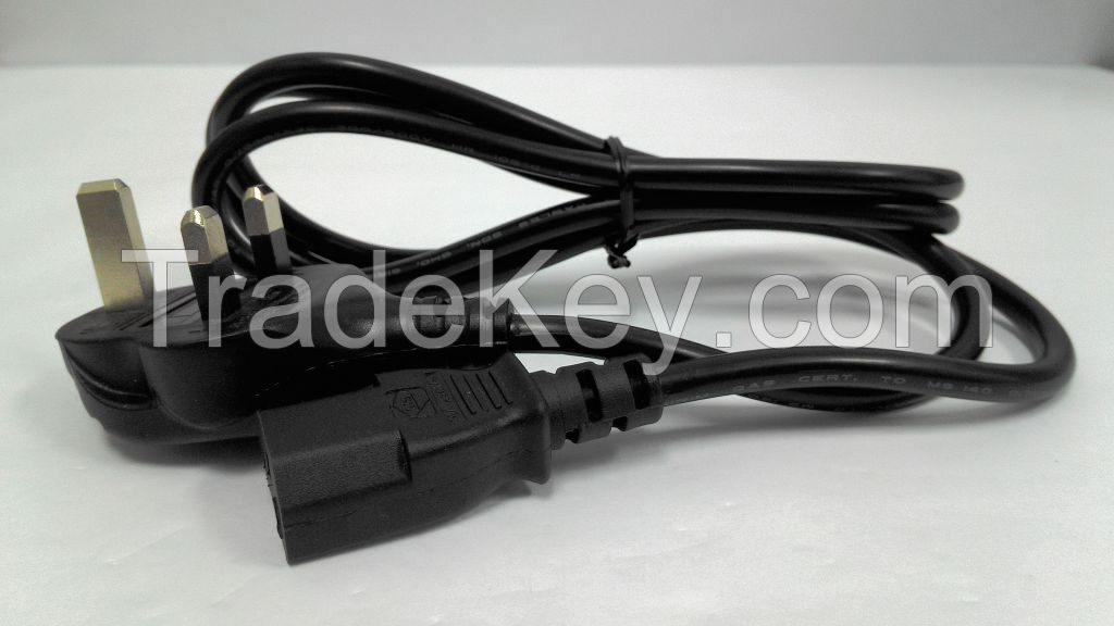 TNK 1.8m 3Pin 13A Moulded Plug to Computer Power Interface Connection (Black)