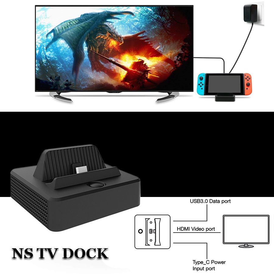 For Nintendo Switch Console Video Converter Mini HDMI TV Dock Charging Station For NS Switch