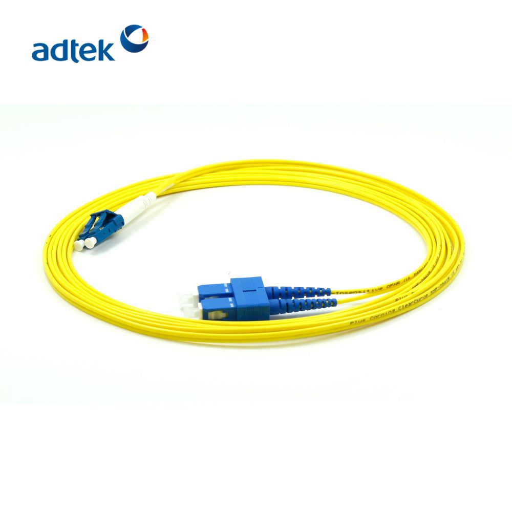 LC/UPC-SC/UPC Duplex 2.0mm 9/125 Singlemode 3M PVC yellow Fiber Optic Patch Cord