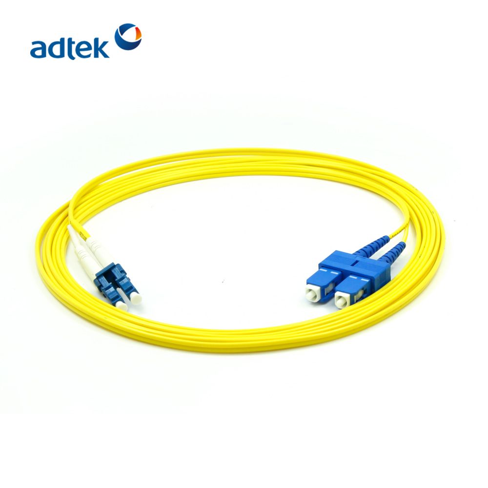 LC/UPC-SC/UPC Duplex 2.0mm 9/125 Singlemode 3M PVC yellow Fiber Optic Patch Cord