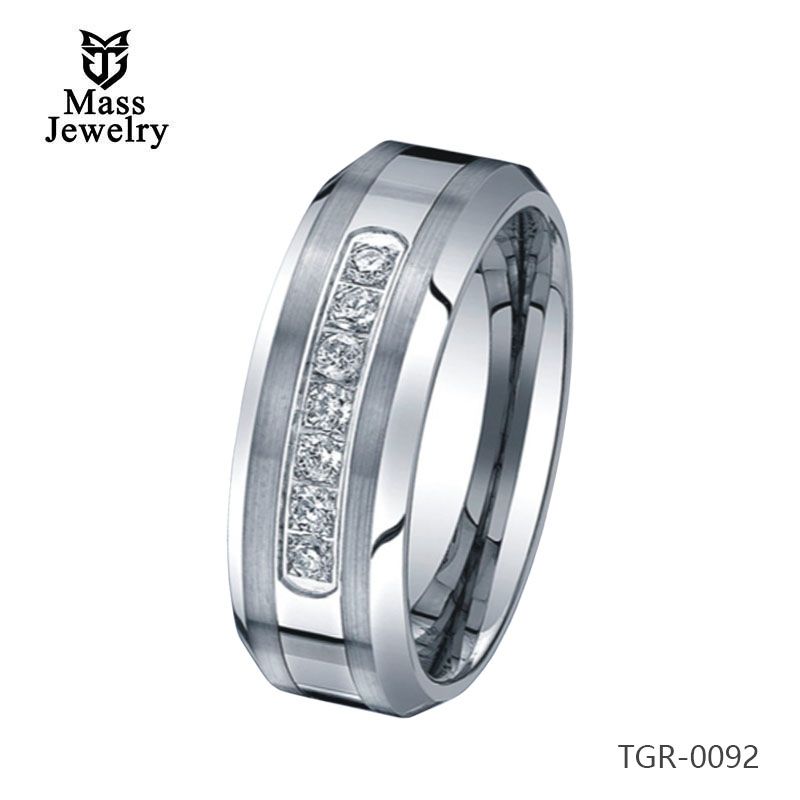 Tungsten Carbide Ring Shiny High Polished Diamond Ring