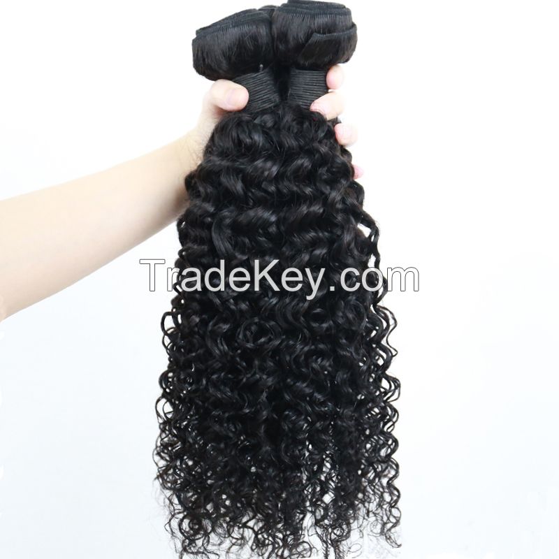 Deep Curly Hair Bundles 3 Human Hair Bundles Extensions 100% Brazilian Hair Weave Bundles Healthy End Natural Black Wave