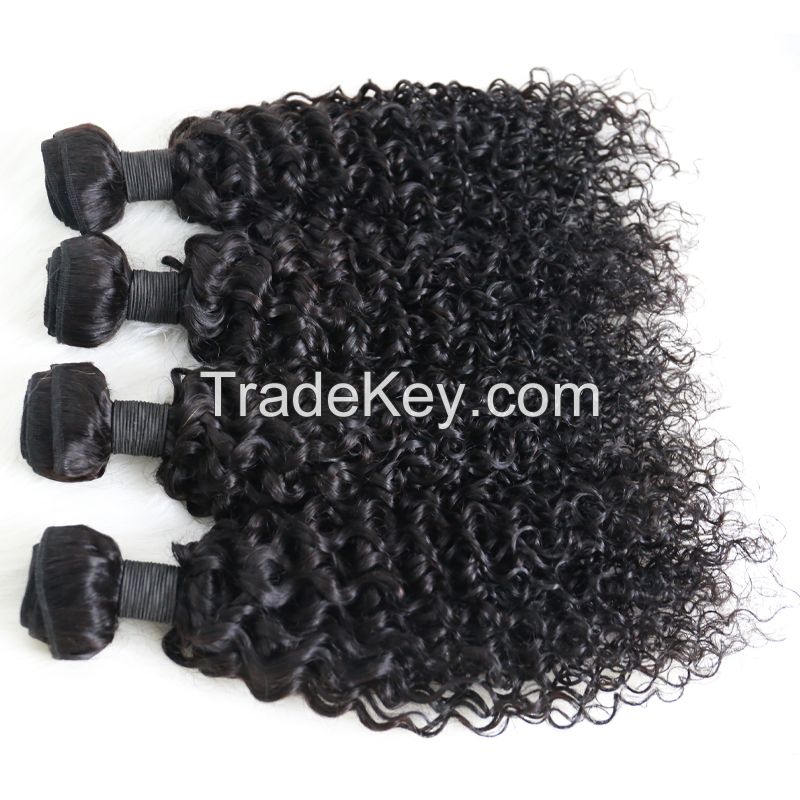 Deep Curly Hair Bundles 3 Human Hair Bundles Extensions 100% Brazilian Hair Weave Bundles Healthy End Natural Black Wave