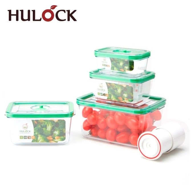 Hulock vacuum airtight storage container with pump - rectangle 4pcs set