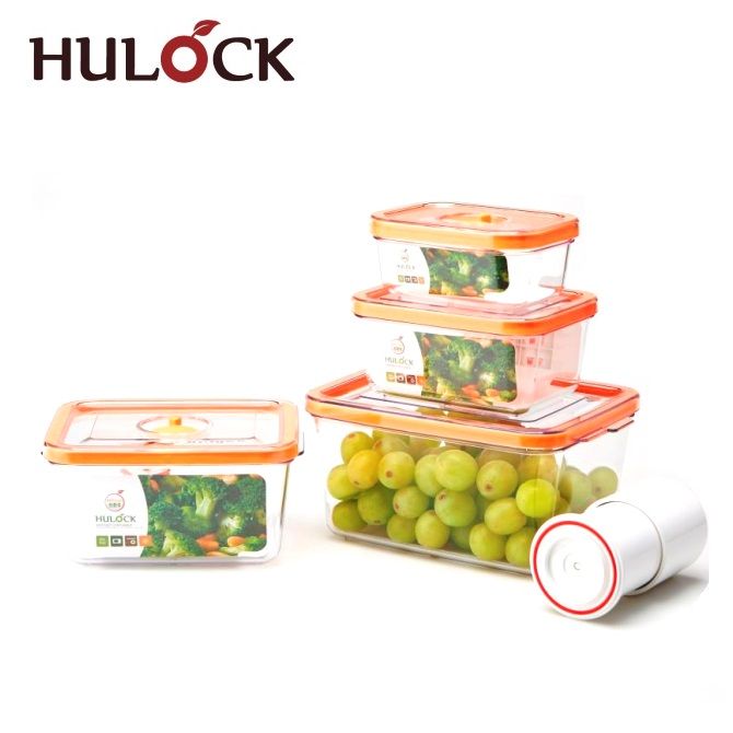 Hulock vacuum airtight storage container with pump - rectangle 4pcs set