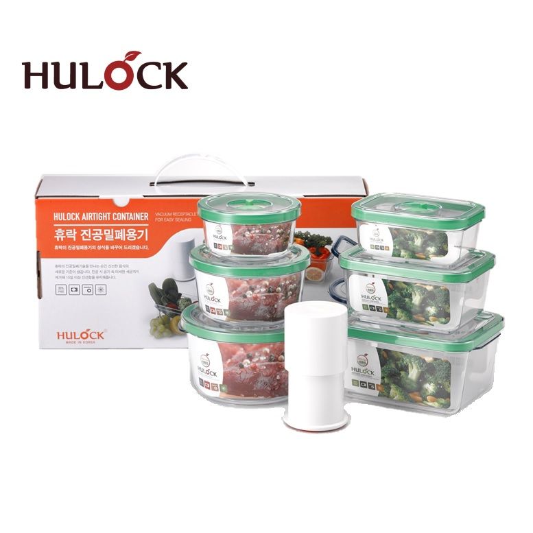 Hulock vacuum airtight storage container with pump - 6pcs combo