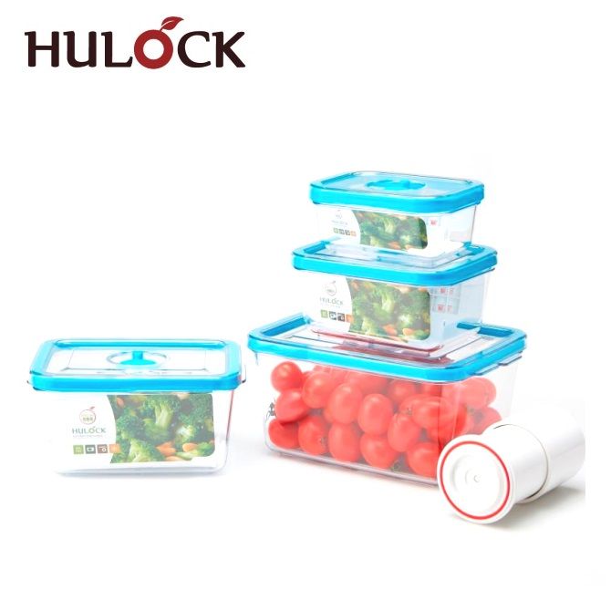 Hulock vacuum airtight storage container with pump - rectangle 3pcs set