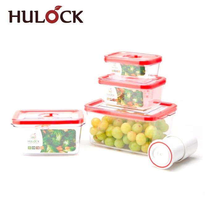 Hulock vacuum airtight storage container with pump - rectangle 4pcs set