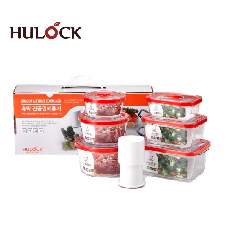 Hulock vacuum airtight storage container with pump - 6pcs combo