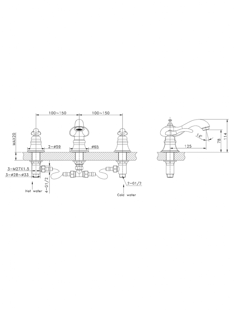 Wide Spread Lavatory Faucet