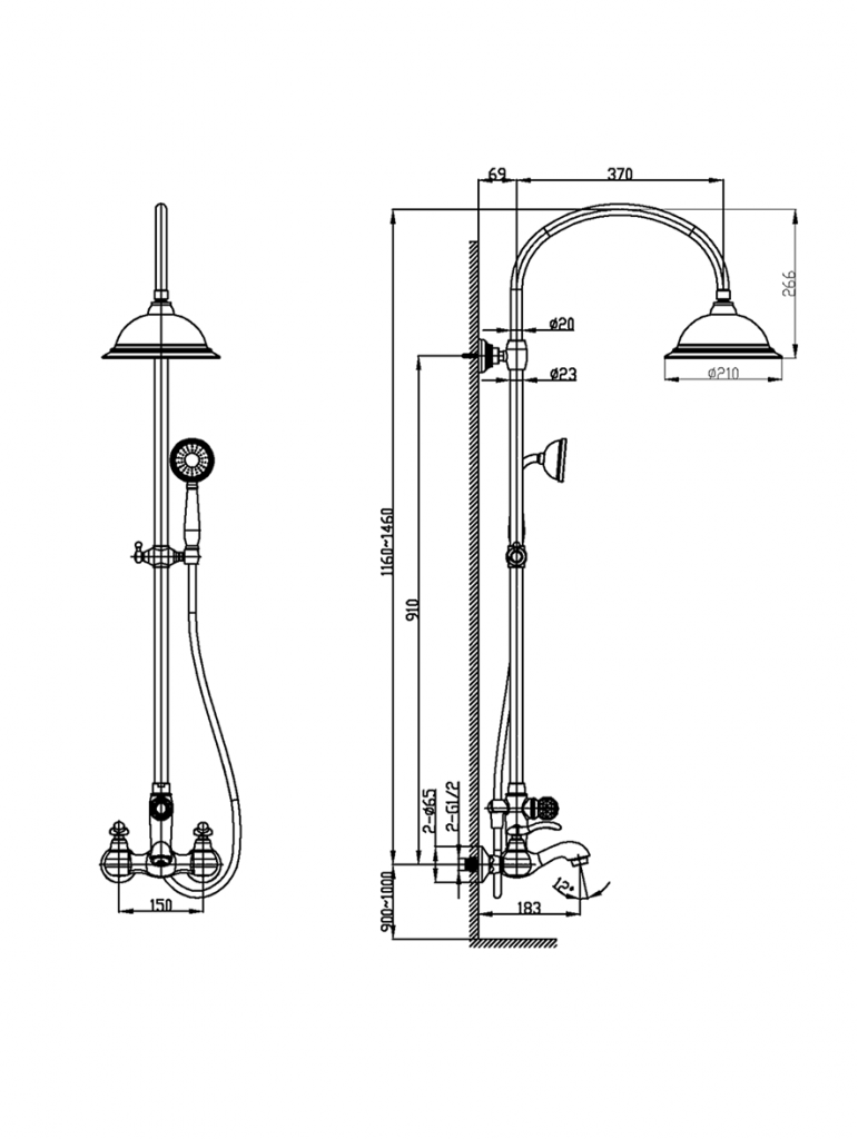 Wall-mounted Shower Faucet With Hand Shower