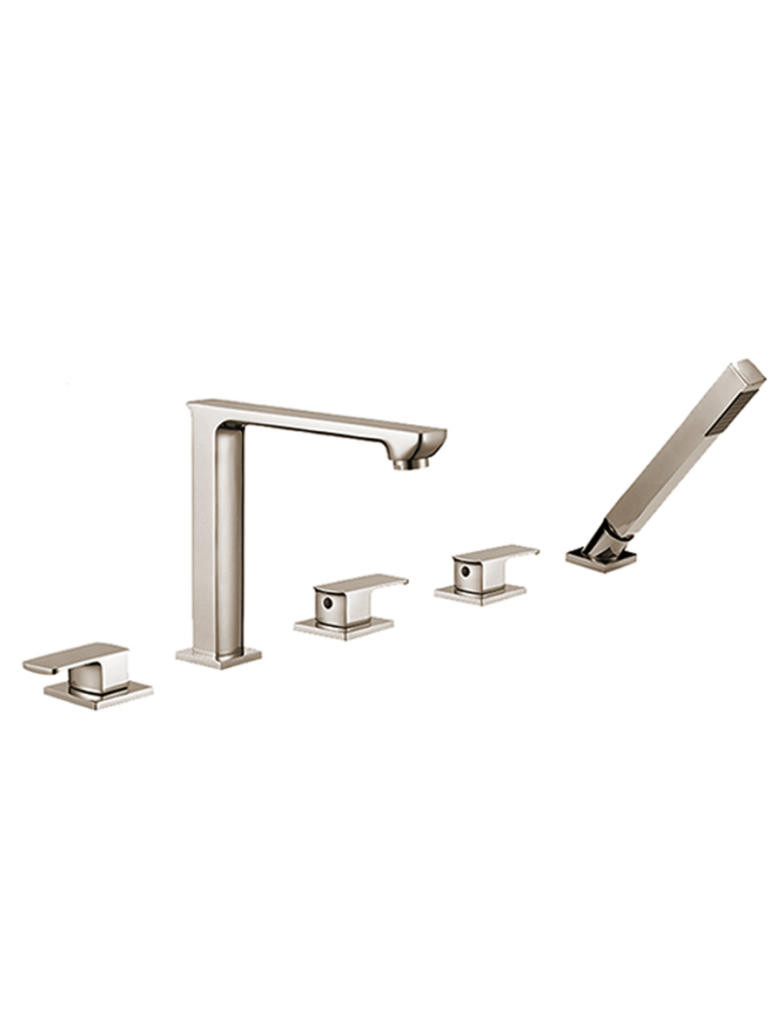 Wide Spread Bath Faucet with Hand -held Shower