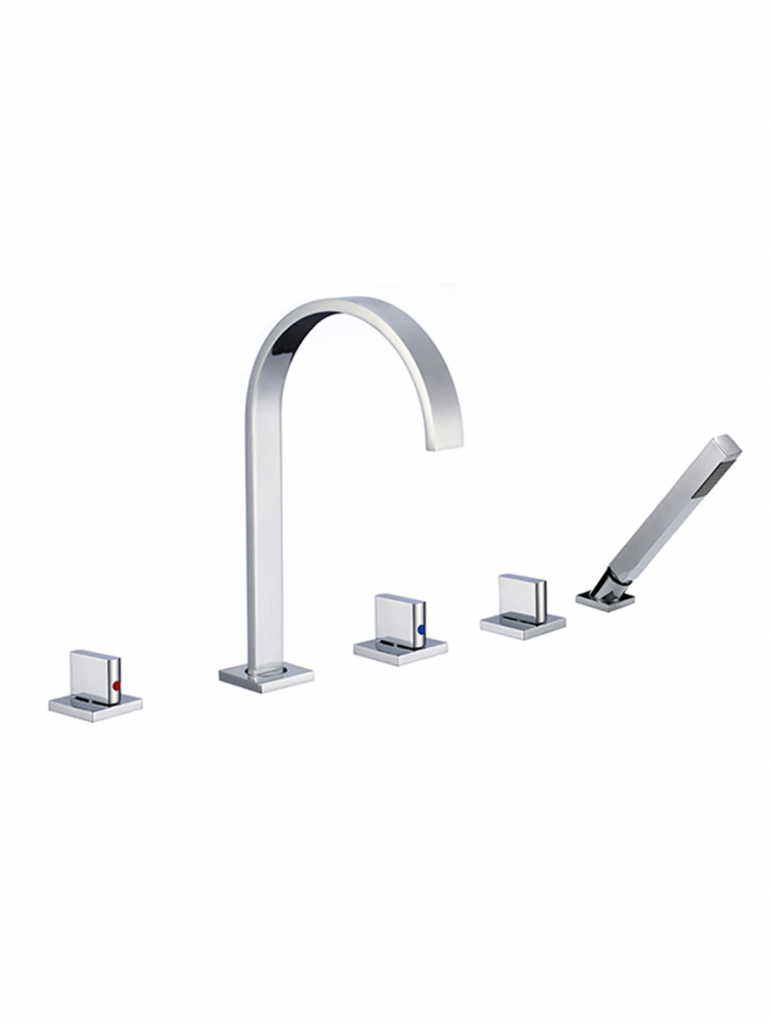 Wide Spread Bath Faucet with Hand-held Shower Head