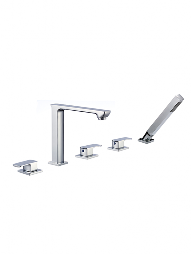 Wide Spread Bath Faucet with Hand -held Shower