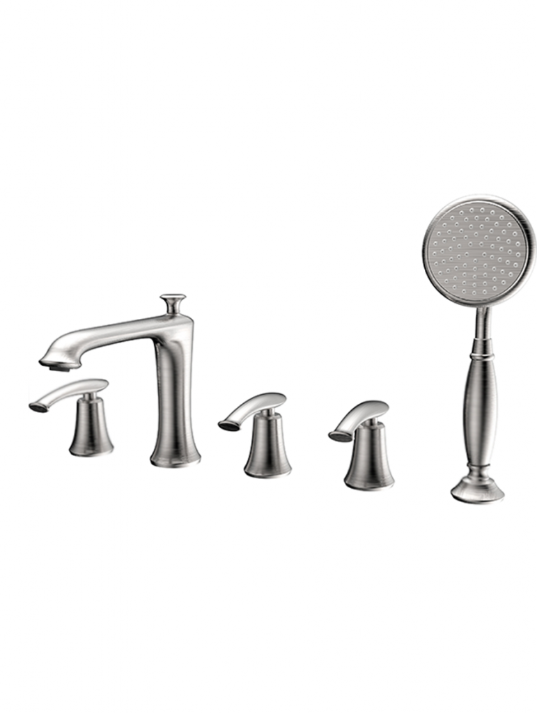 Wide Spread Bath Faucet With Hand-held Shower Head
