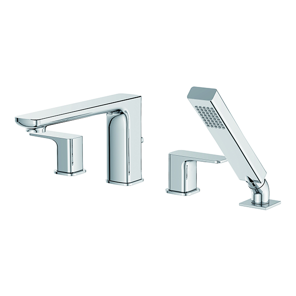 Wide Spread Bath Faucet With Hand-Held Shower Head