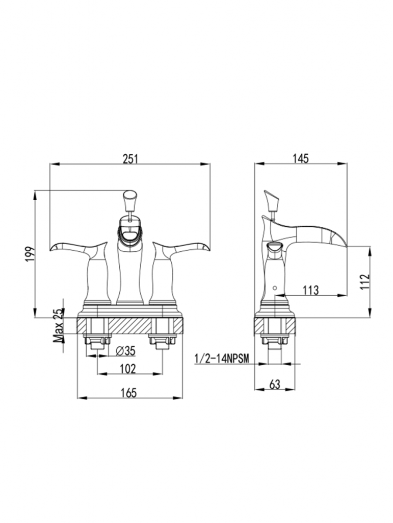 Two Handle Lavatory Faucet