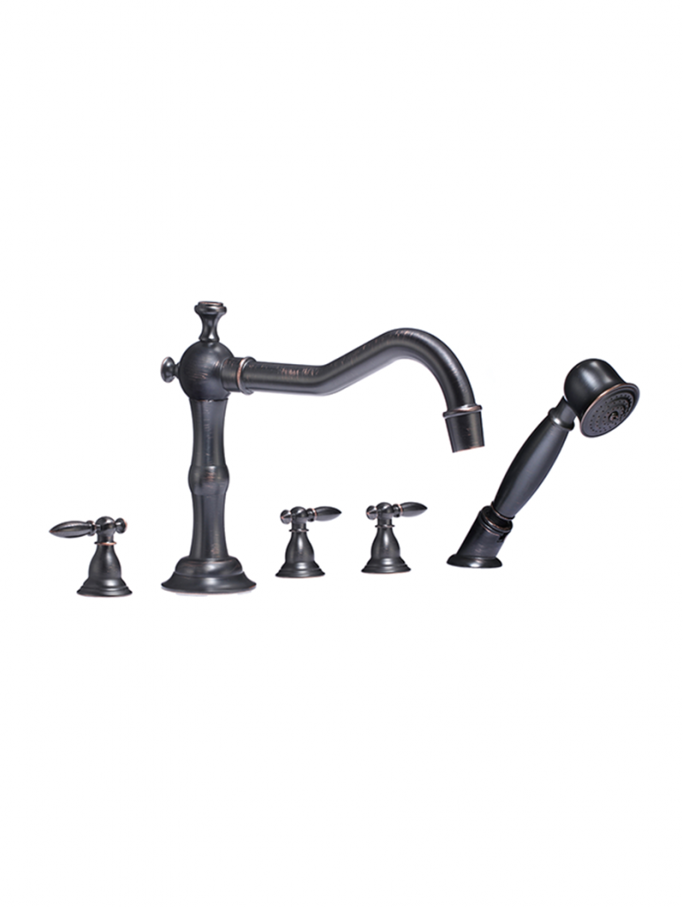 Wide Spread Bath Faucet with Hand-held Shower Head