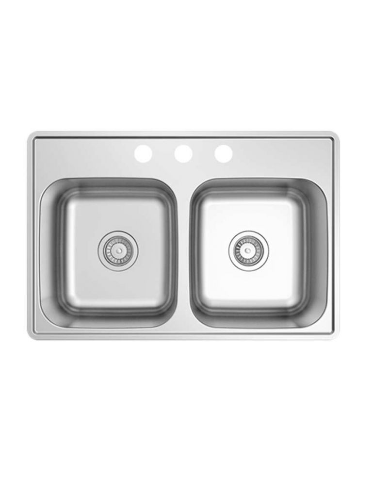 double bowl top mount sink
