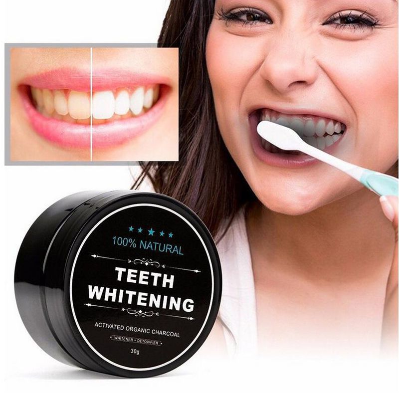 1 oz Activated Coconut Charcoal Powder Teeth Whitening Powder Bamboo Teeth Whitening Kit with Toothbrush for Oral Hygiene
