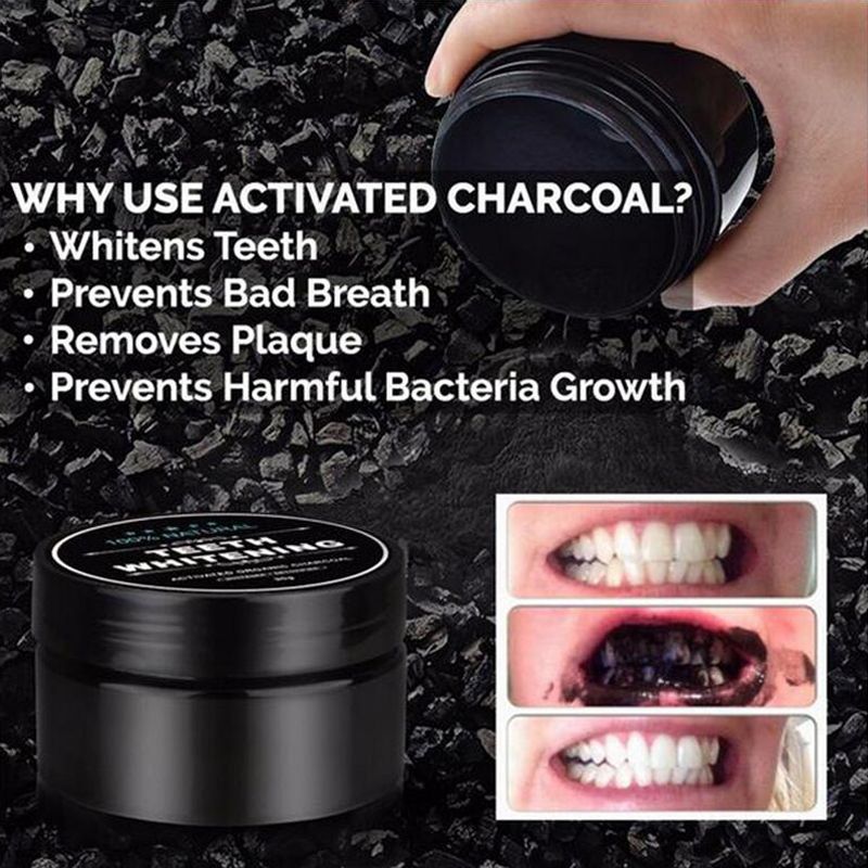 1 oz Activated Coconut Charcoal Powder Teeth Whitening Powder Bamboo Teeth Whitening Kit with Toothbrush for Oral Hygiene