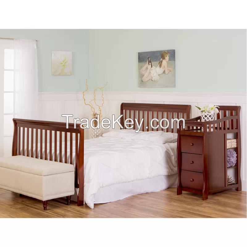 No. 1235 ASTM listed North American style 4 in 1 pine wood solid wood Baby crib with drawer & changing table 51x27''