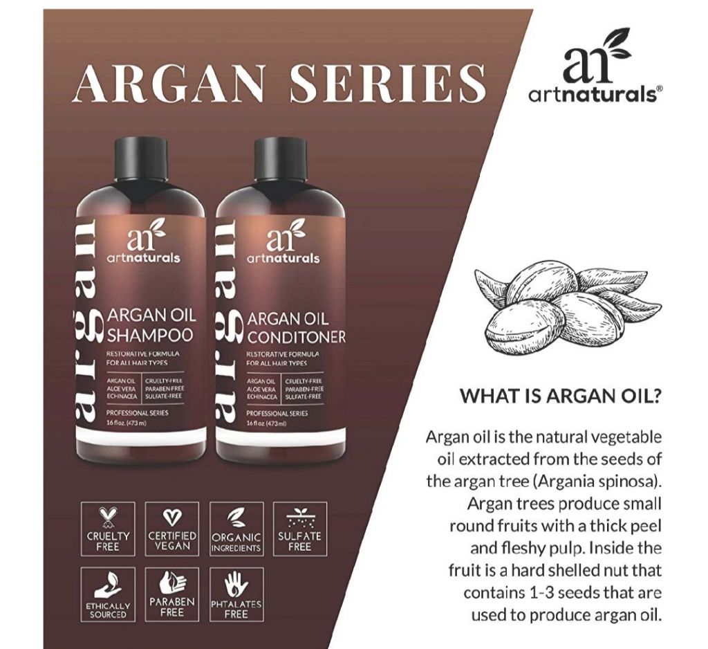 ArtNaturals Organic Moroccan Argan Oil Shampoo and Conditioner Set