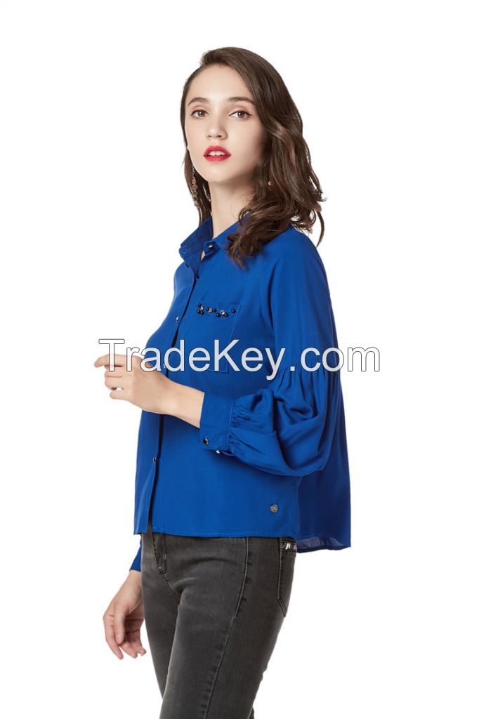 Button Down Rayon Shirts for WomenÃƒÂ¯Ã‚Â¼Ã¯Â¿Â½Long Sleeve Casual Collared Shirts and Blouses