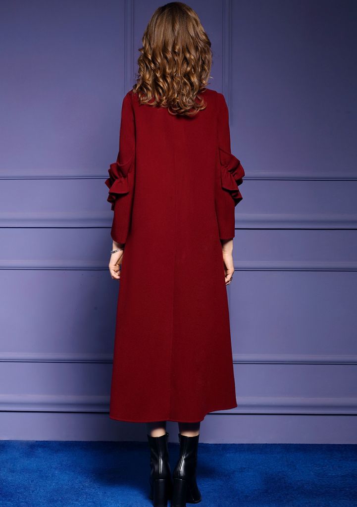 Women's new autumn/winter long double-breasted woolen coat with double-sided woolen coat