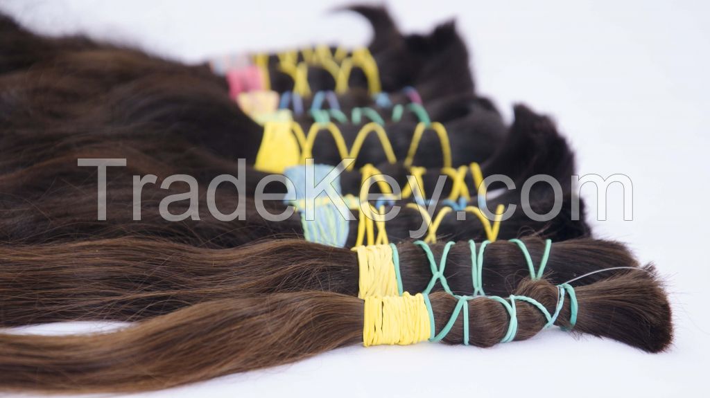 Unprocessed 100% pure virgin human hair bulk, wholesale brazilian and European hair for wig making, 14-30 inches long