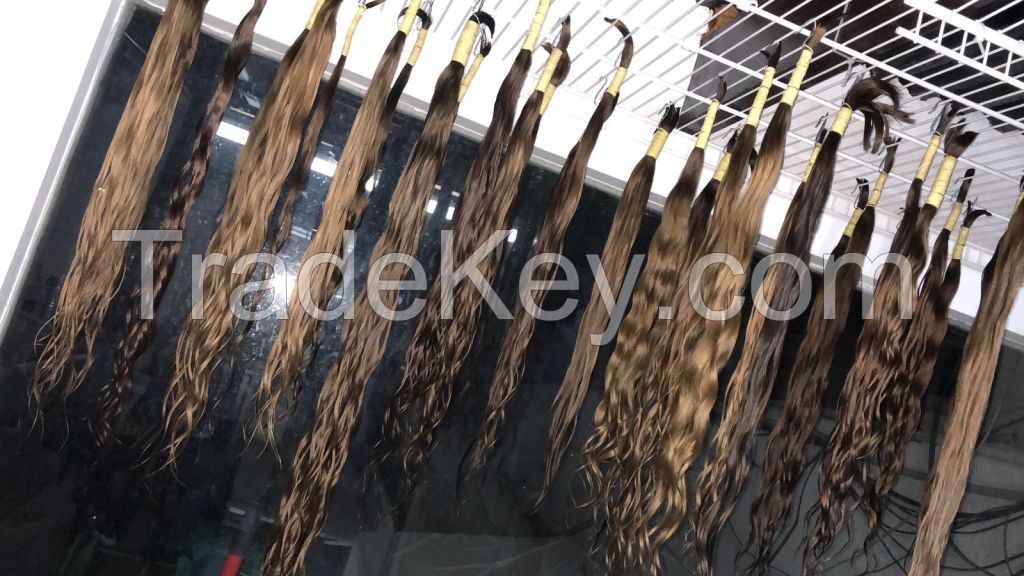 Unprocessed 100% pure virgin human hair bulk, wholesale brazilian and European hair for wig making, 14-30 inches long
