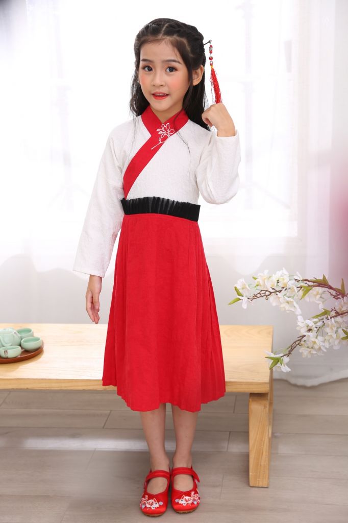 Cheap hot sale girl Tang suits Chinese traditional dress Hanfu  Chinese costume long sleeve cheongsam ethnic Hanfu