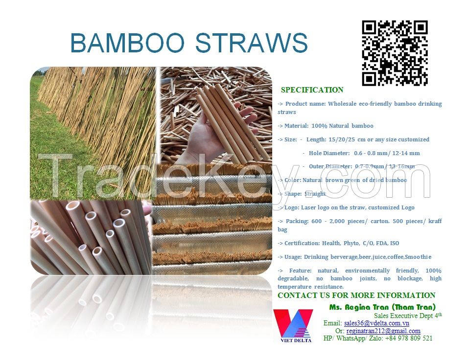 Natural bamboo drinking straws high quality and eco friendly from Vietnam