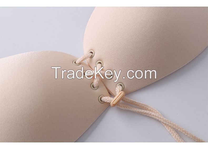 Drawstring lift up nude sticky bra