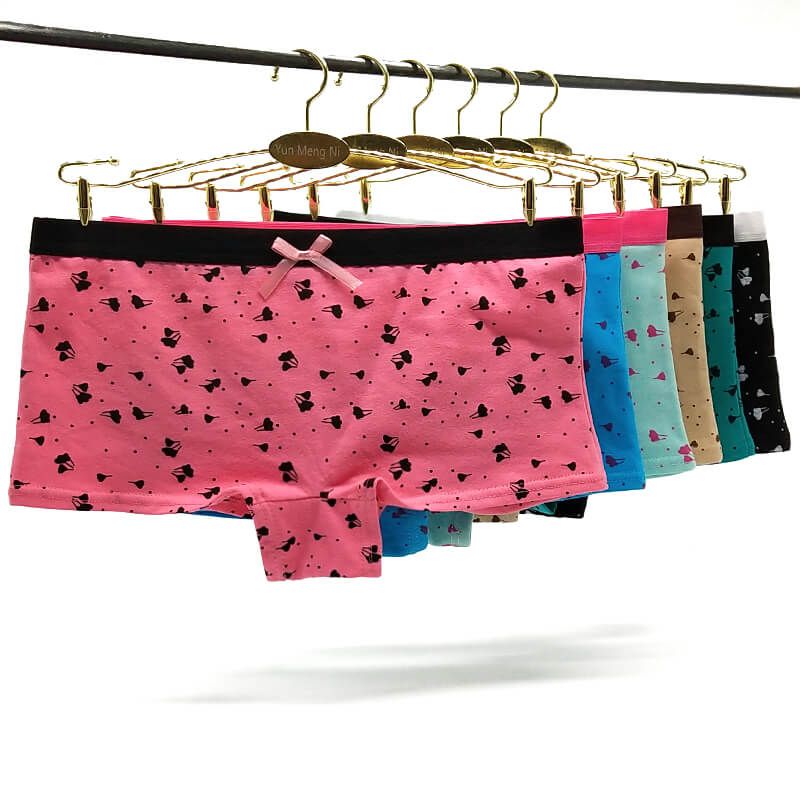 Hot Sale Yun Meng Ni Women Cotton Boyshort Ladies Panties Girls Print