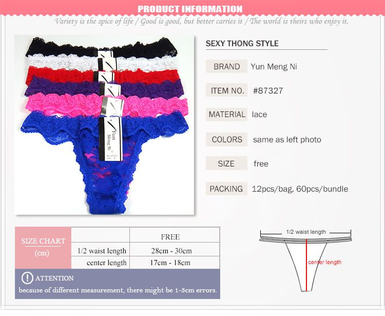 Yun Meng Ni Popular Style Sexy Ladies Transparent Lace Thongs Sexy Gir