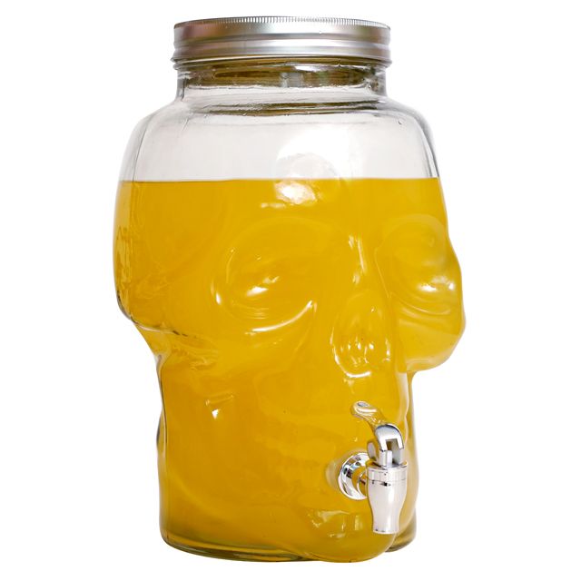 8L SKULL GLASS BEVERAGE DISPENSER WITH LID AND TAP