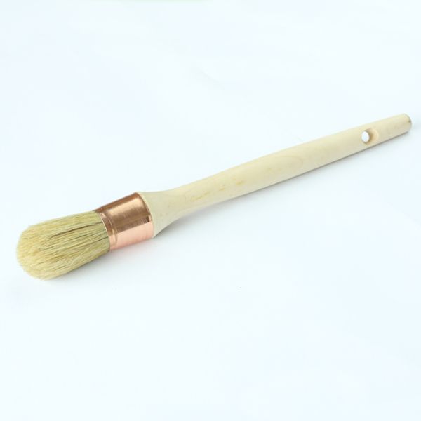100% White Bristle round Paint Brush with natural Wooden Handle 