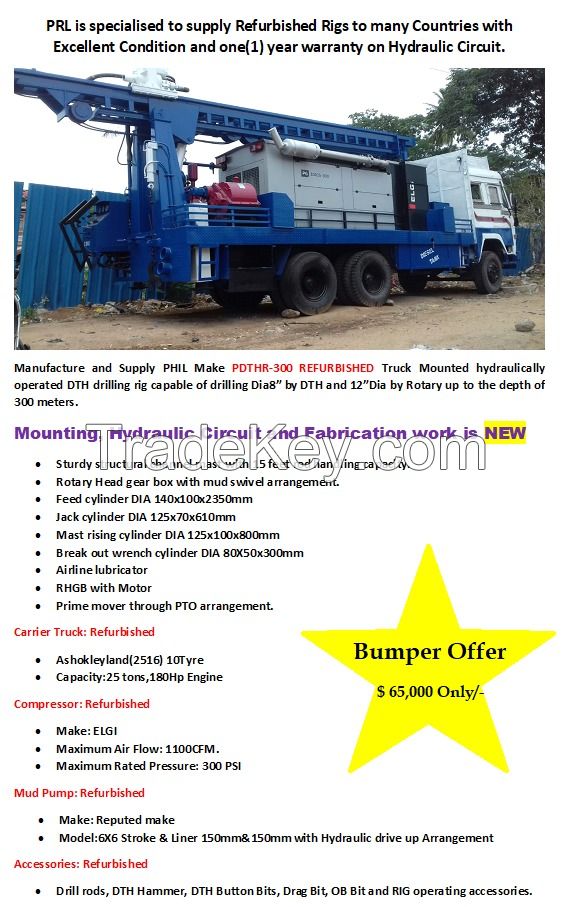 PDHTR-300 Refurbished Ashok Leyland Truck Mounted Drill Rig