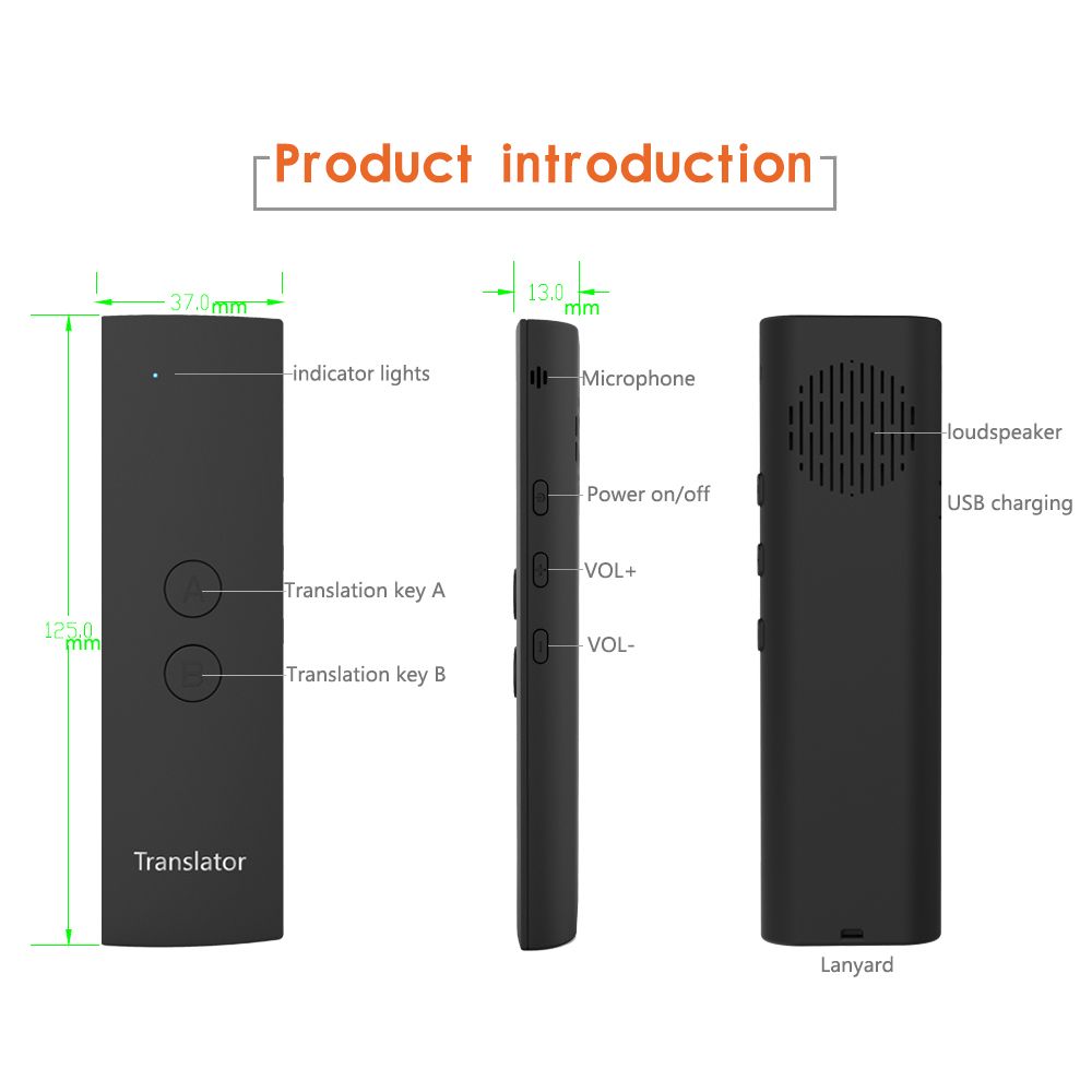 Portable Smart Voice Translator for Learning Travel Business Meeting voice Text Photo Language Translator