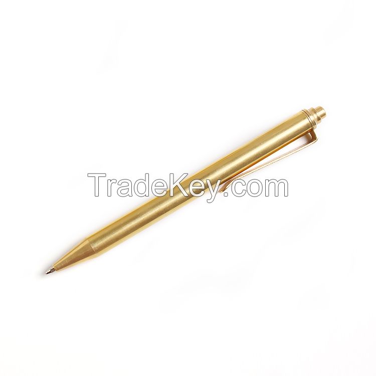 All Metal Carbon Signature Metal Rod Pure Brass Steel Ballpoint Pen