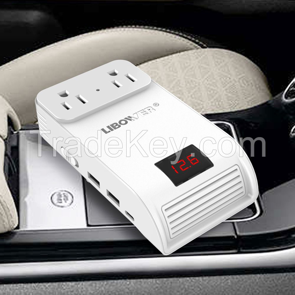 Car Power Inverter 12v Dc To 220v/110v Ac Converter Adapter With Cigarette Lighter And Double Usb Ports 5v Charger